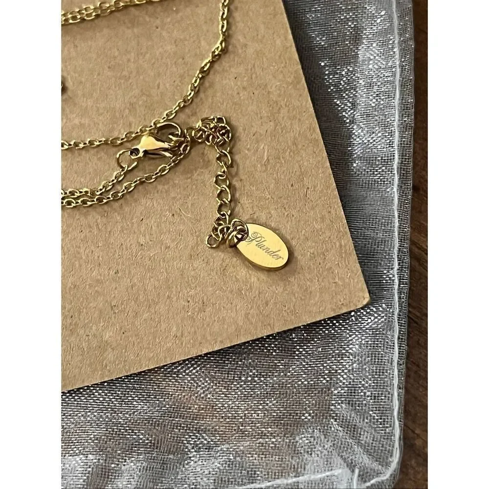 Plunder You + Me Valentines Couple Friends Gold Necklace